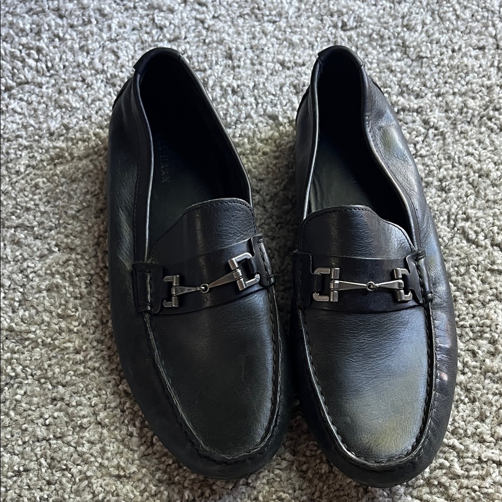 Cole Haan Black Leather Slip-On Loafers